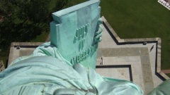 New York: Blick aus der Krone der Freiheitsstatue.