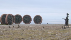 Skulpturengruppe 'Kinder der Erde' am Nordkap.