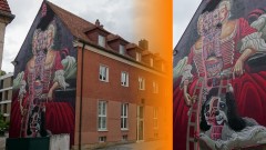 Urban Art in Bayreuth: Mural aus dem Zyklus 'She's back': 'Wilhelmine von Bayreuth' von Nychos (Badstraße 27)